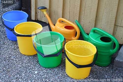 Image of Buckets with water