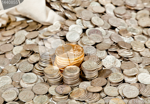 Image of Bag of silver and gold coins