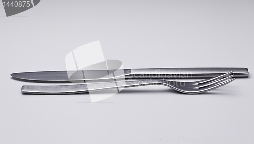 Image of Modern stainless steel knife and fork