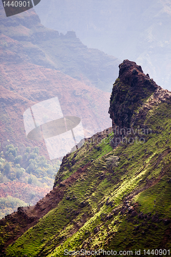 Image of Backlit view down Waimea Canyon