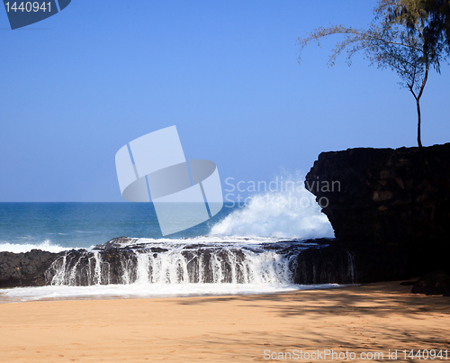 Image of Waves over rocks on Lumahai