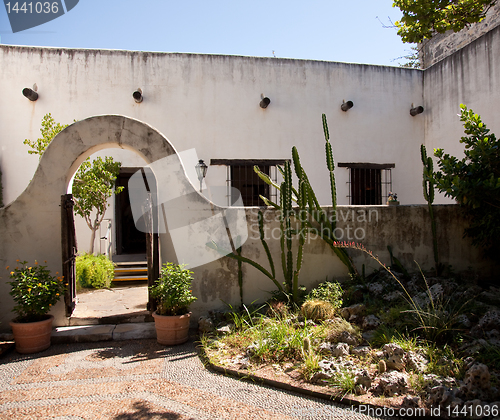 Image of Shady garden in old Mexican house