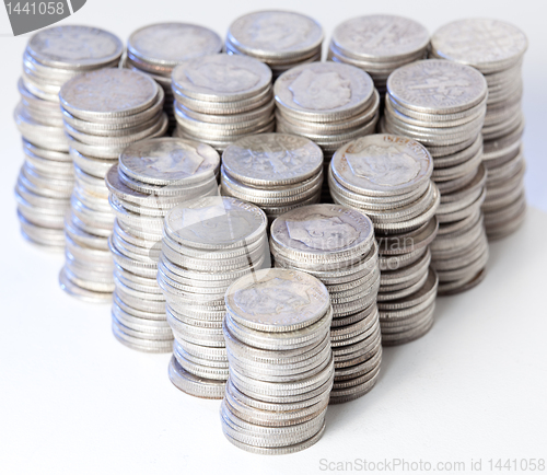 Image of Stacks of pure silver coins
