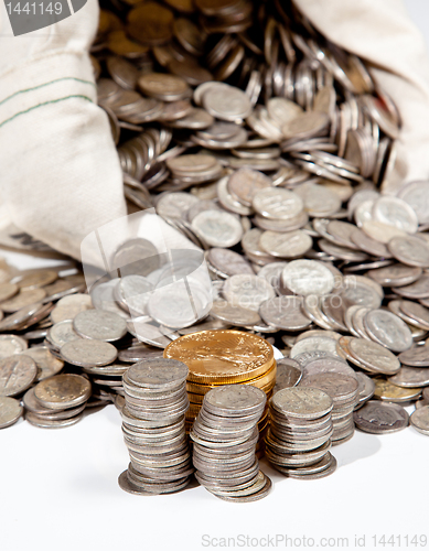 Image of Bag of silver and gold coins