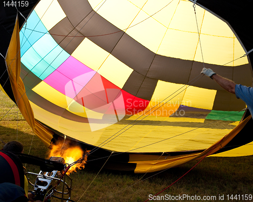 Image of Hot air balloon inflation with flames