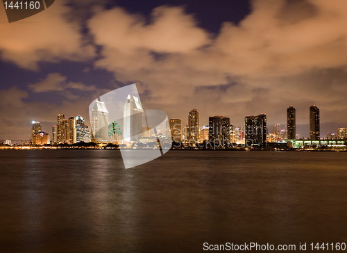 Image of Orange clouds reflect light from San Diego Skyline