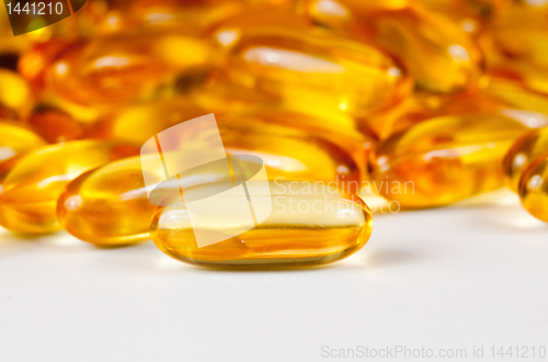 Image of Close up of fish oil gel tablets