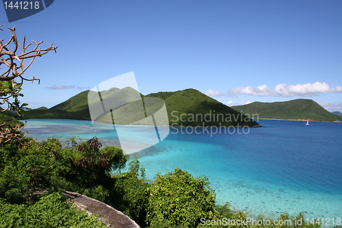 Image of View of green islands of the coast of St John