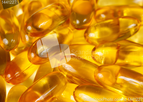 Image of Close up of fish oil gel tablets