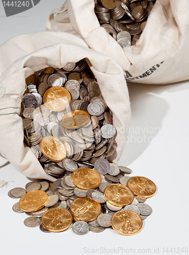 Image of Bag of silver and gold coins