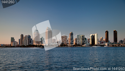 Image of San Diego skyline on clear evening