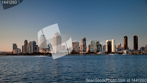 Image of San Diego skyline on clear evening