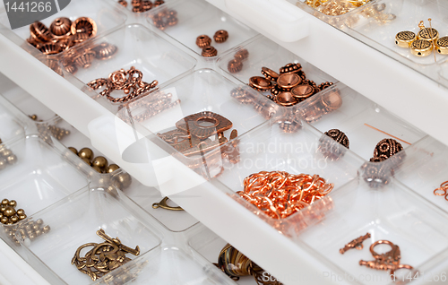 Image of Drawers of jewelery findings