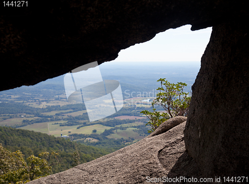 Image of Shenandoah valley through rock tunnel