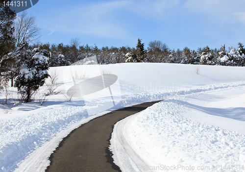 Image of Empty road cleared of snow