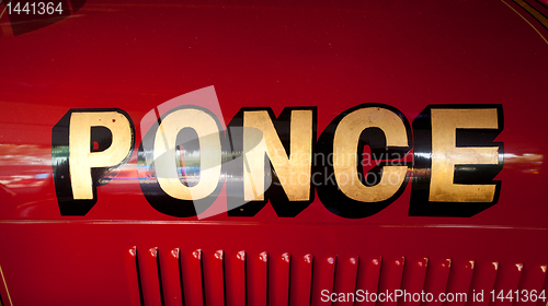 Image of Ponce name on firetrunk