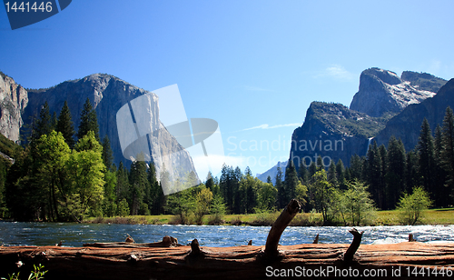 Image of View into Yosemite Valley from Merced River