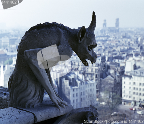 Image of Gargoyle overlooking Paris