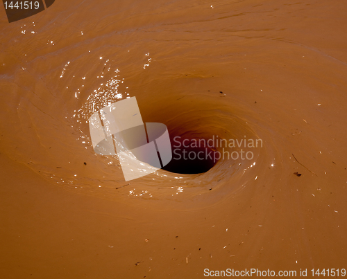 Image of Flood water swirling in whirlpool pattern