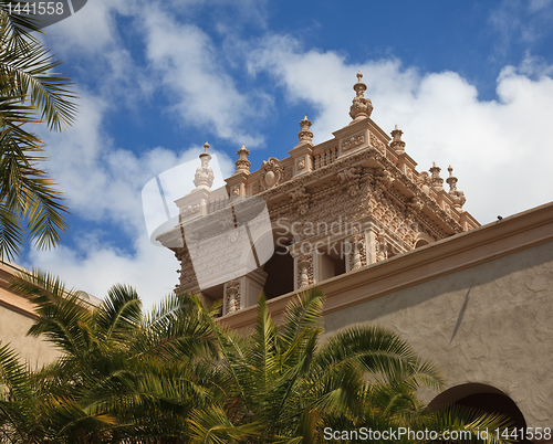 Image of Ornate Tower from Alcazar Gardens in Balboa Park