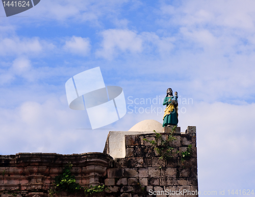 Image of Painted statue on roof of Kopala church