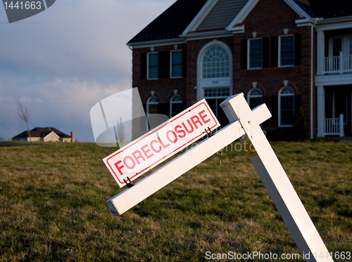 Image of Modern house with foreclosure sign