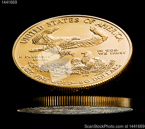 Image of Macro image of gold eagle coin