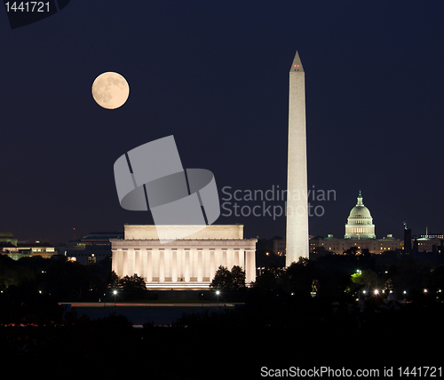 Image of Moon rising in Washington DC