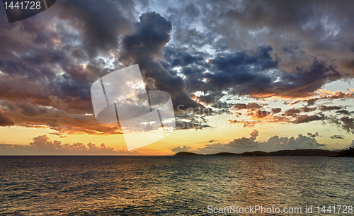 Image of Sunset over the ocean