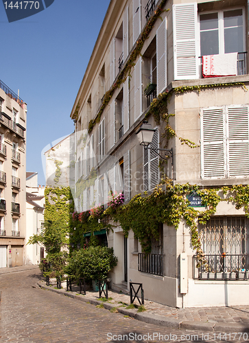 Image of Old cobbled street in Montmartre in Paris