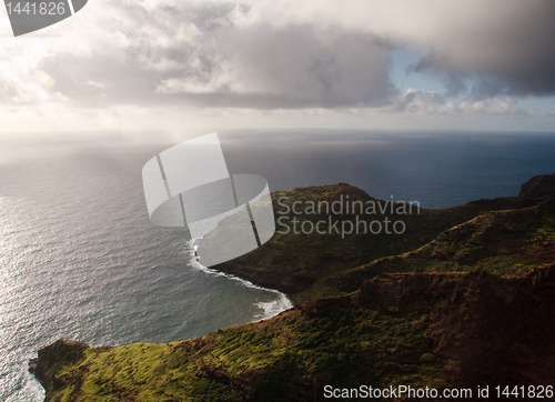 Image of Aerial view of the coastline of Kauai