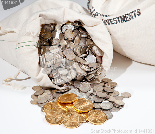 Image of Bag of silver and gold coins