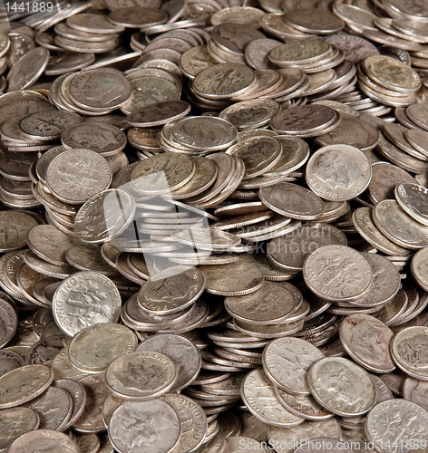 Image of Pile of silver dime coins