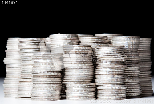 Image of Stacks of pure silver coins