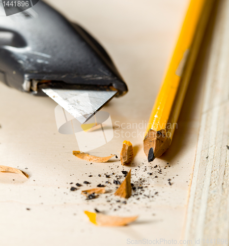 Image of Woodwork tools working on piece of plywood