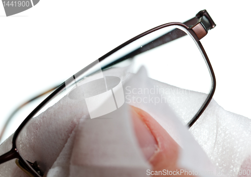 Image of Cleaning glasses with cloth