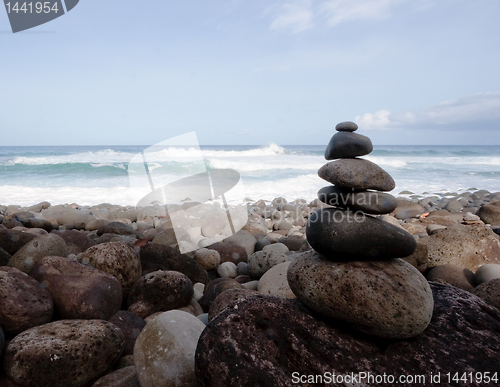 Image of Rock pile on rocky beach