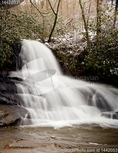 Image of Laurel Falls in Smoky Mountains in snow