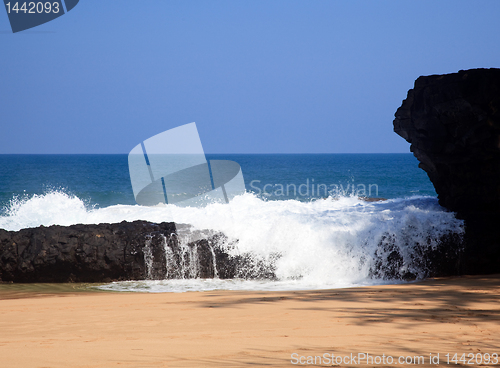 Image of Waves over rocks on Lumahai