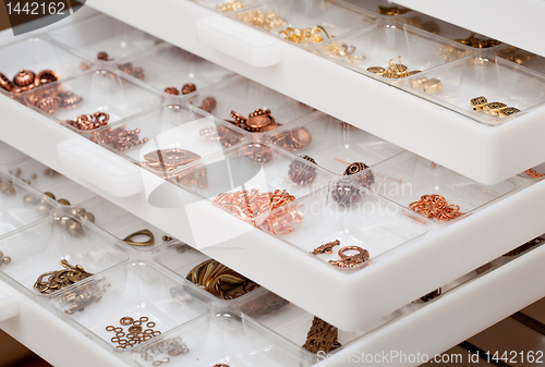 Image of Drawers of jewelery findings