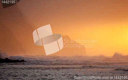 Image of Orange sunset over Na Pali