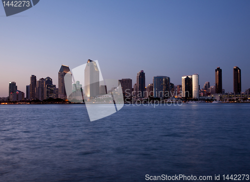 Image of San Diego skyline on clear evening