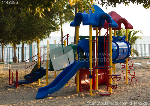 Image of Children's playset on beach