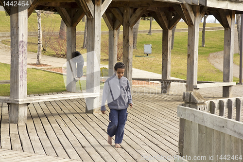 Image of Bare foot on the patio