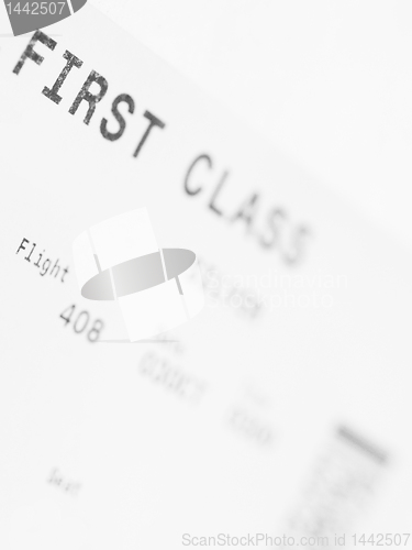 Image of Airplane first class ticket