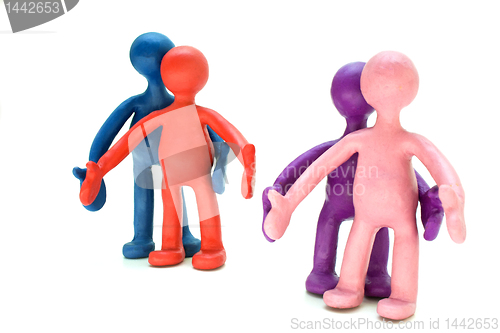 Image of Plasticine puppets pair standing near each other