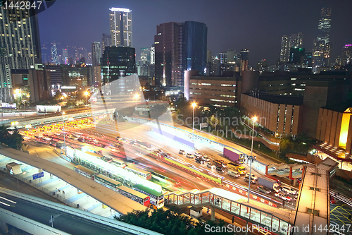 Image of City of hongkong. Aerial view of Chicago downtown at twilight fr