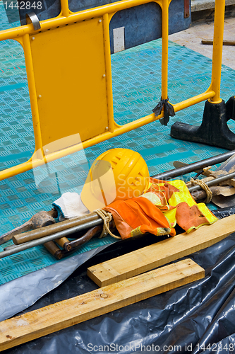 Image of Construction worker supplies close up 