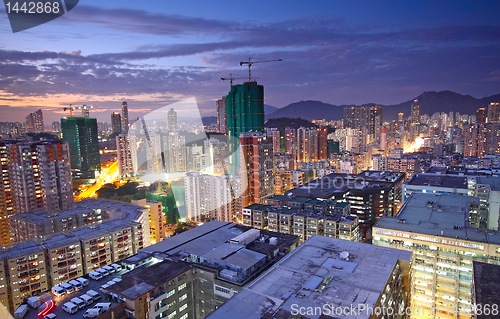Image of hongkong urban area in sunset moment