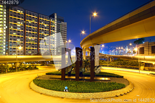 Image of Roundabout in city at night 